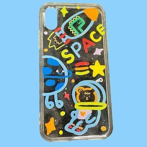 SPACE themed clear phone case with colorful space images